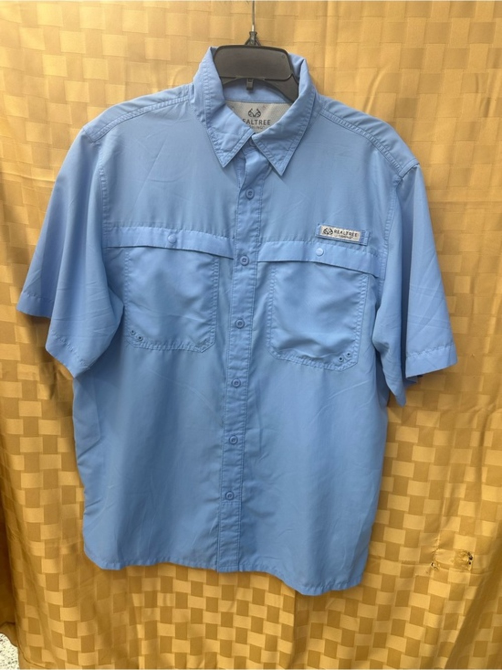 Realtree Light Blue Short Sleeve Button-Front Fishing Shirt
